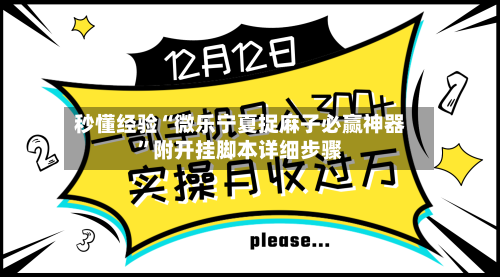 秒懂经验“微乐宁夏捉麻子必赢神器”附开挂脚本详细步骤