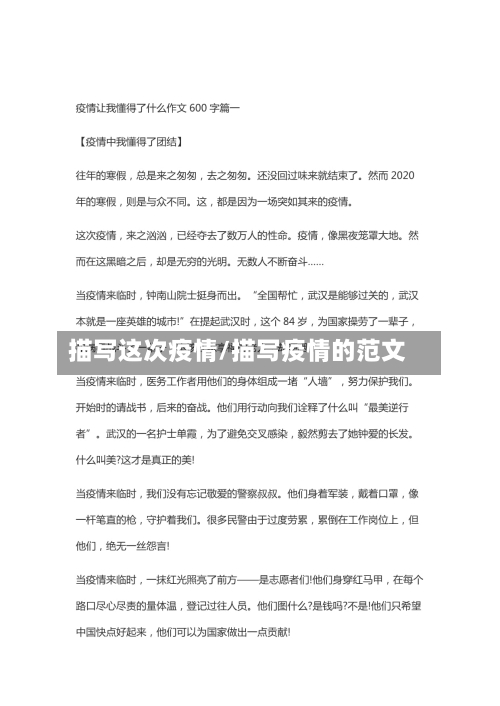 描写这次疫情/描写疫情的范文-第3张图片