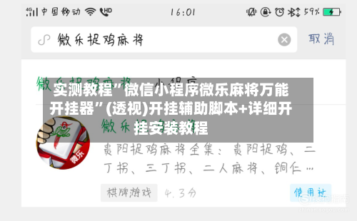 实测教程”微信小程序微乐麻将万能开挂器	”(透视)开挂辅助脚本+详细开挂安装教程-第2张图片