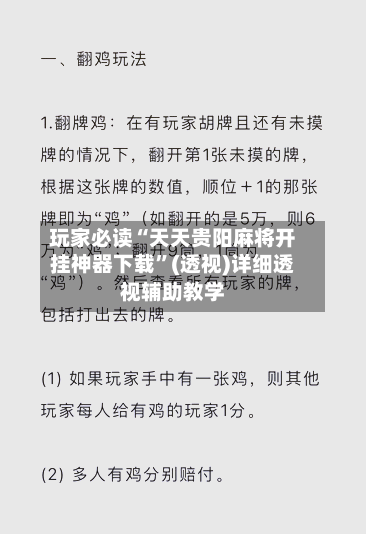 玩家必读“天天贵阳麻将开挂神器下载”(透视)详细透视辅助教学-第2张图片