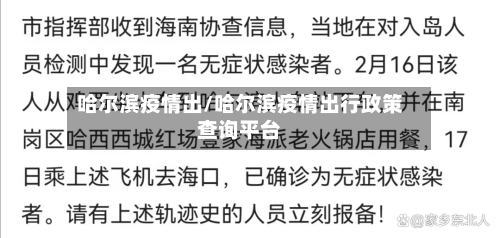 哈尔滨疫情出/哈尔滨疫情出行政策查询平台-第3张图片