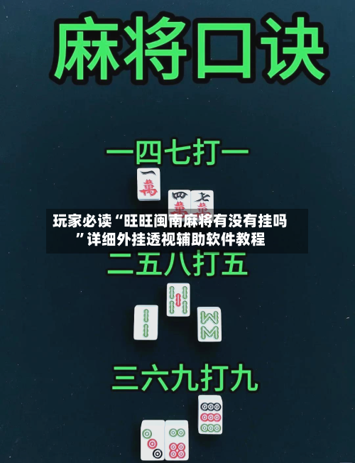 玩家必读“旺旺闽南麻将有没有挂吗”详细外挂透视辅助软件教程