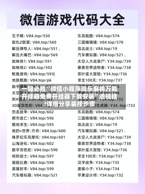 一键必胜“微信小程序微乐麻将万能开挂器免费开挂器下载安装”透视挂!详细分享装挂步骤