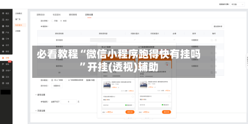 必看教程“微信小程序跑得快有挂吗	”开挂(透视)辅助-第1张图片
