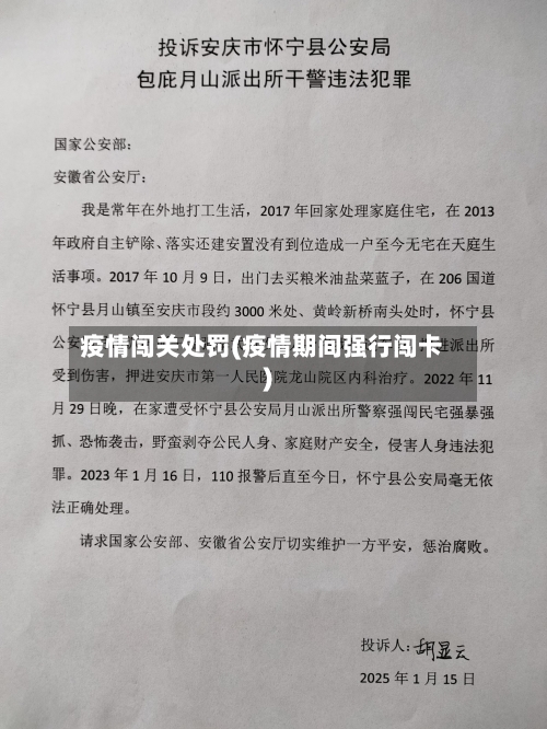 疫情闯关处罚(疫情期间强行闯卡)