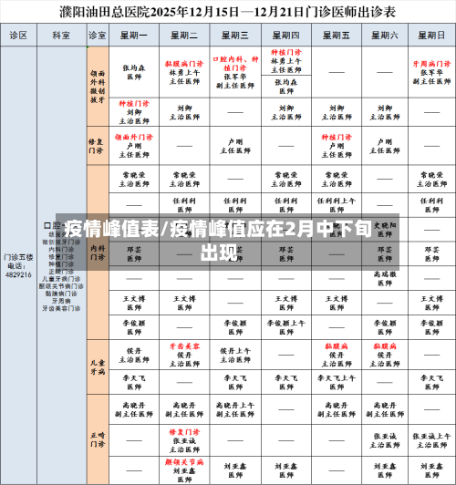 疫情峰值表/疫情峰值应在2月中下旬出现