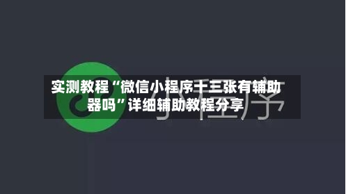 实测教程“微信小程序十三张有辅助器吗”详细辅助教程分享-第1张图片