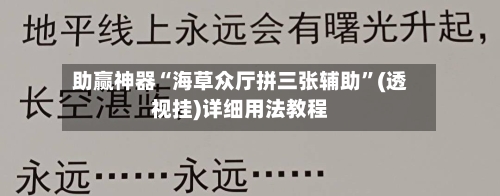 助赢神器“海草众厅拼三张辅助”(透视挂)详细用法教程