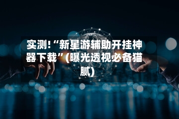 实测!“新星游辅助开挂神器下载”(曝光透视必备猫腻)-第2张图片