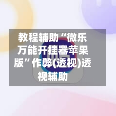 教程辅助“微乐万能开挂器苹果版	”作弊(透视)透视辅助-第3张图片