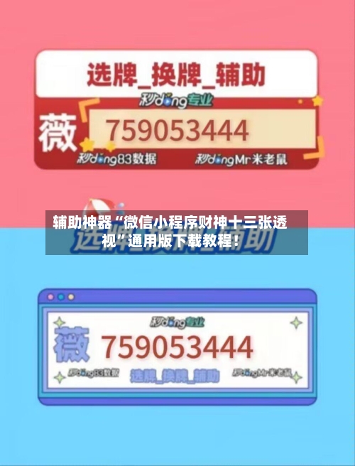 辅助神器“微信小程序财神十三张透视	”通用版下载教程！-第2张图片