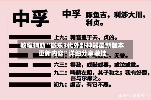 教程辅助“微乐3代外卦神器最新版本更新内容”详细分享装挂