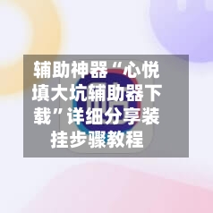 辅助神器“心悦填大坑辅助器下载”详细分享装挂步骤教程