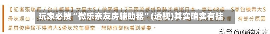 玩家必搜“微乐亲友房辅助器”(透视)其实确实有挂-第2张图片
