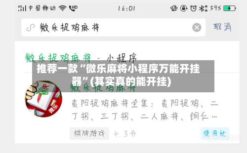 推荐一款“微乐麻将小程序万能开挂器”(其实真的能开挂)
