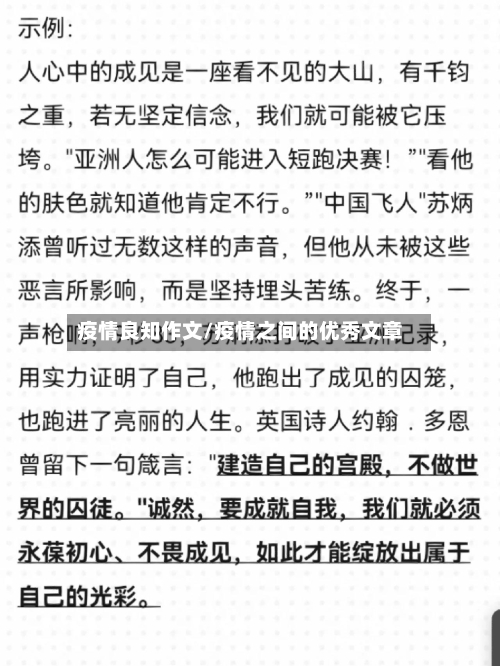 疫情良知作文/疫情之间的优秀文章-第2张图片
