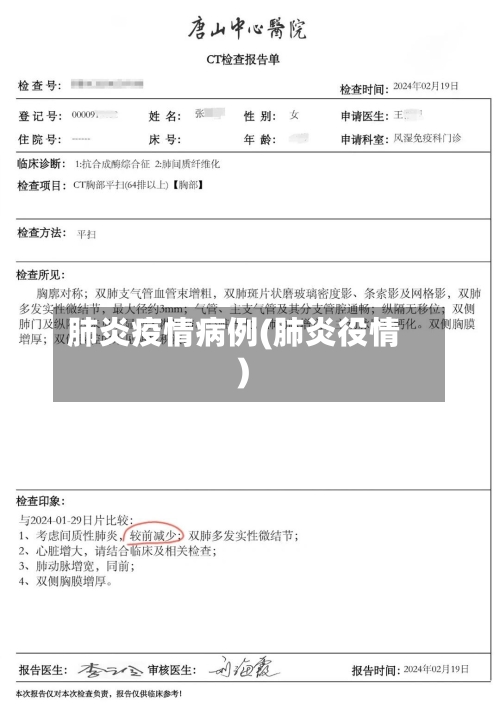 肺炎疫情病例(肺炎役情)