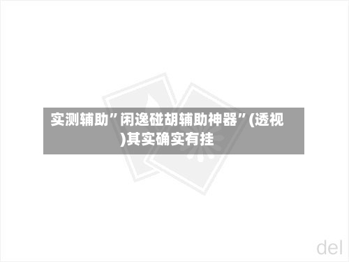 实测辅助	”闲逸碰胡辅助神器”(透视)其实确实有挂-第2张图片