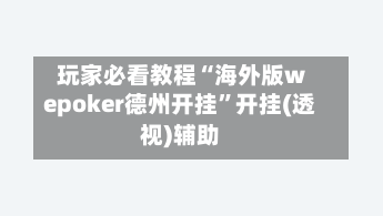 玩家必看教程“海外版wepoker德州开挂”开挂(透视)辅助-第3张图片