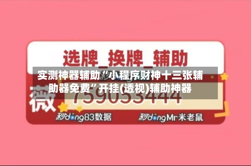 实测神器辅助“小程序财神十三张辅助器免费”开挂(透视)辅助神器-第3张图片