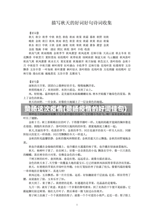 赞扬这次疫情(赞扬疫情的好词佳句)-第3张图片