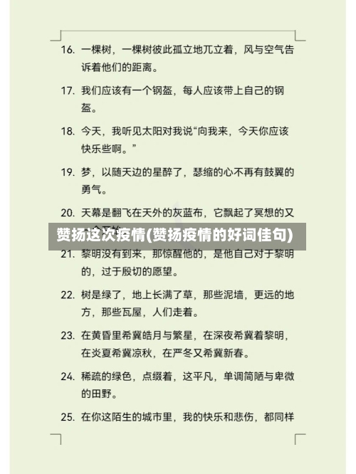 赞扬这次疫情(赞扬疫情的好词佳句)-第2张图片