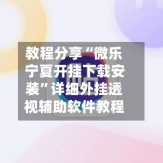 教程分享“微乐宁夏开挂下载安装”详细外挂透视辅助软件教程-第3张图片