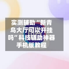 实测辅助“新青鸟大厅可以开挂吗	”科技辅助神器手机版教程-第2张图片