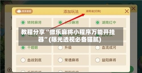 教程分享“微乐麻将小程序万能开挂器”(曝光透视必备猫腻)-第3张图片