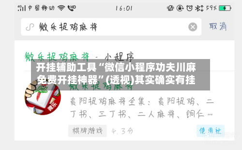 开挂辅助工具“微信小程序功夫川麻免费开挂神器”(透视)其实确实有挂-第3张图片