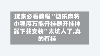玩家必看教程“微乐麻将小程序万能开挂器开挂神器下载安装	”太坑人了,真的有挂-第3张图片
