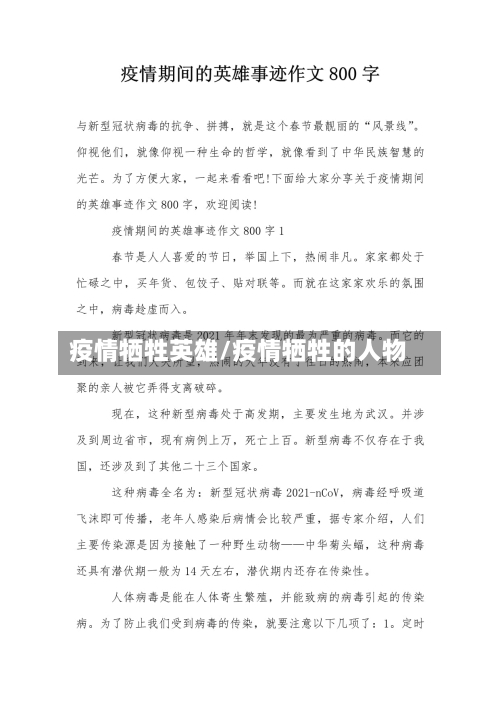 疫情牺牲英雄/疫情牺牲的人物-第1张图片