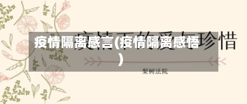 疫情隔离感言(疫情隔离感悟)-第2张图片