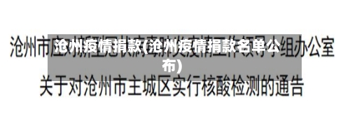 沧州疫情捐款(沧州疫情捐款名单公布)-第1张图片