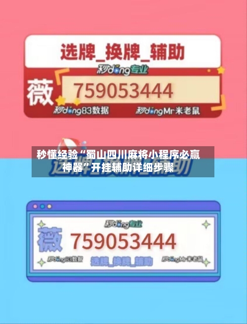 秒懂经验“蜀山四川麻将小程序必赢神器”开挂辅助详细步骤-第1张图片