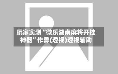玩家实测“微乐湖南麻将开挂神器”作弊(透视)透视辅助-第2张图片