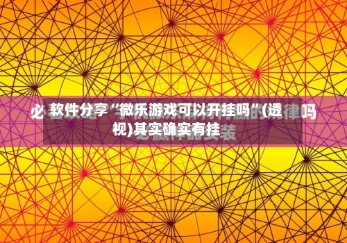 软件分享“微乐游戏可以开挂吗	”(透视)其实确实有挂-第1张图片