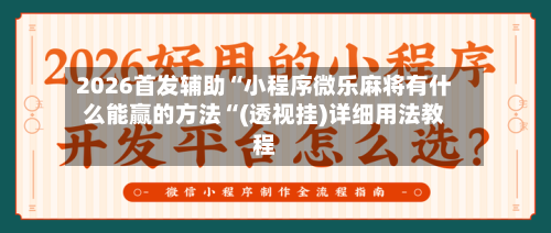 2026首发辅助“小程序微乐麻将有什么能赢的方法“(透视挂)详细用法教程-第2张图片