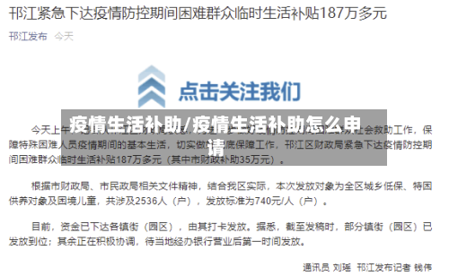 疫情生活补助/疫情生活补助怎么申请-第1张图片
