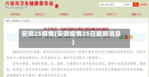 安徽25疫情(安徽疫情25日最新消息)-第1张图片
