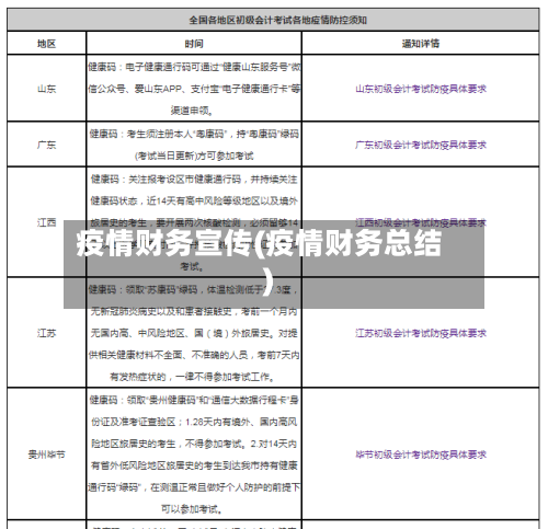 疫情财务宣传(疫情财务总结)-第1张图片