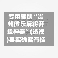 专用辅助“贵州微乐麻将开挂神器”(透视)其实确实有挂