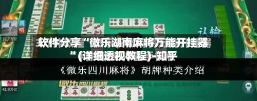 软件分享“微乐湖南麻将万能开挂器”(详细透视教程)-知乎