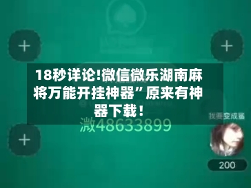 18秒详论!微信微乐湖南麻将万能开挂神器	”原来有神器下载！-第2张图片