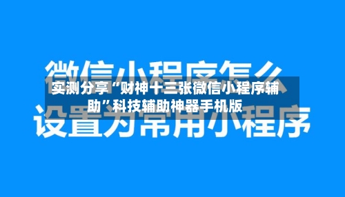 实测分享“财神十三张微信小程序辅助”科技辅助神器手机版-第1张图片