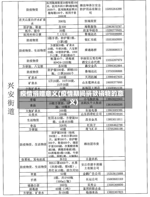 疫情捐赠意义(疫情期间捐款捐物的意义)-第2张图片
