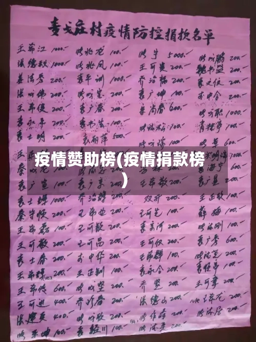 疫情赞助榜(疫情捐款榜)