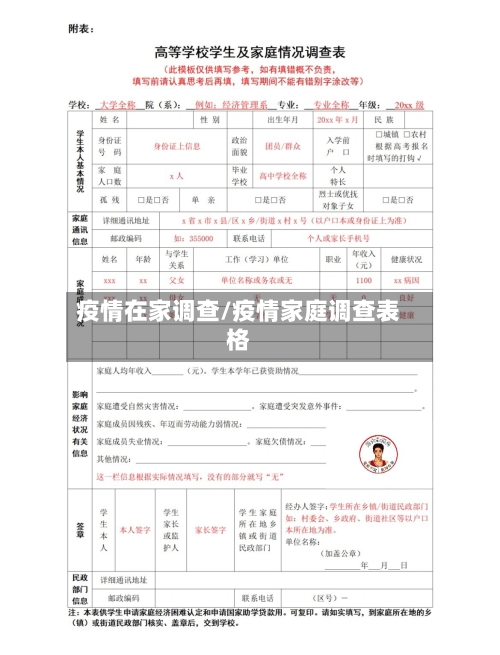 疫情在家调查/疫情家庭调查表格