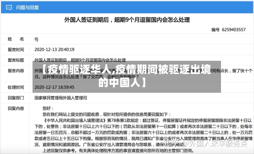 【疫情驱逐华人,疫情期间被驱逐出境的中国人】