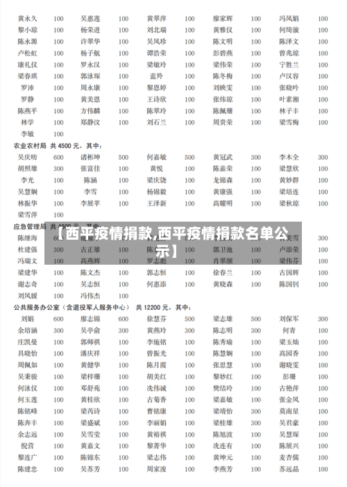 【西平疫情捐款,西平疫情捐款名单公示】-第3张图片